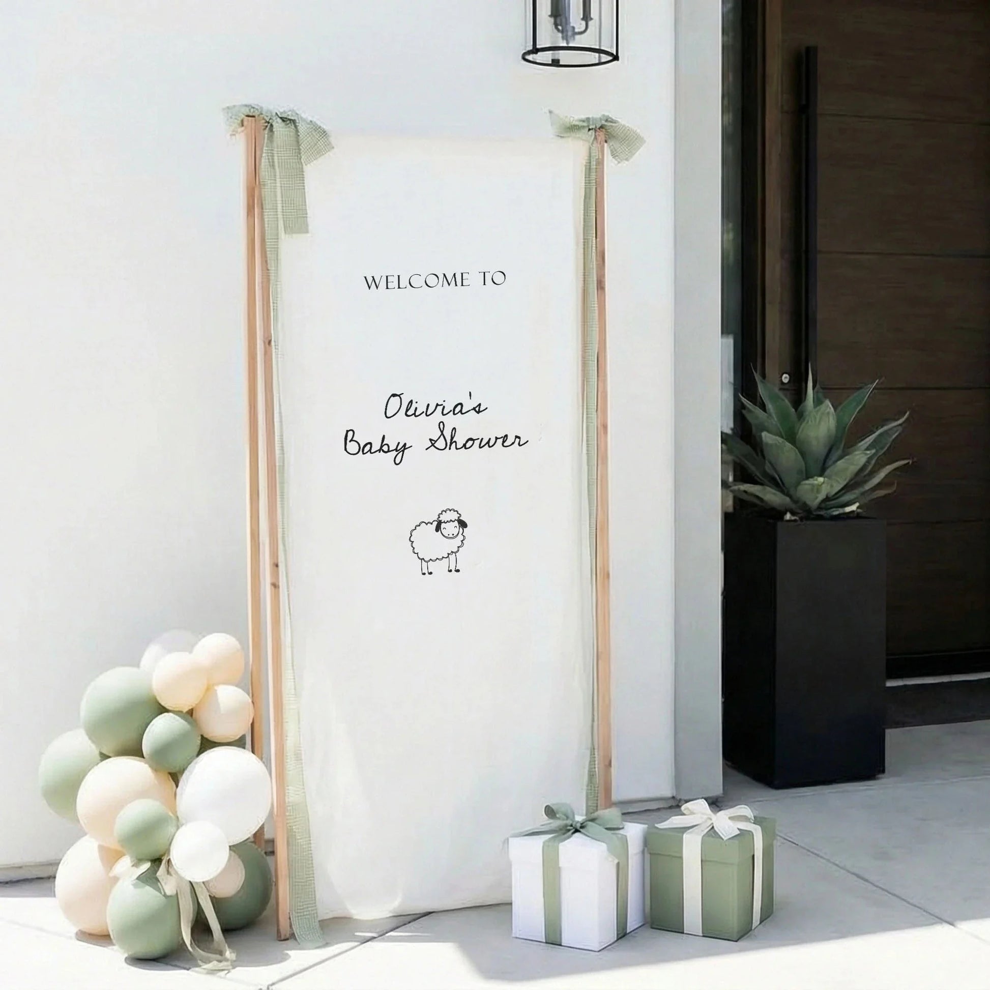 Personalized Baby Shower Welcome Banner Sheep Theme Baby Shower Welcome Sign, baby shower decor (view 8)