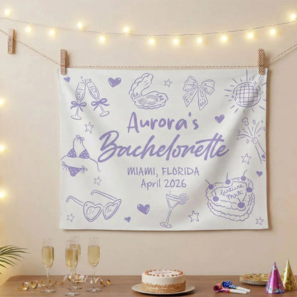 Bachelorette Party Banner Personalized Custom Name Bachelorette Backdrop Bridal Party Celebration Banner, bridal shower decor