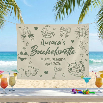 Bachelorette Party Banner Personalized Custom Name Bachelorette Backdrop Bridal Party Celebration Banner, bridal shower decor