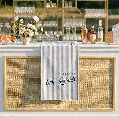 Personalized Bridal Shower Table Runner Custom Name Pink Stripe Wedding Bar Decor Tea Party Bachelorette Party Decor, pers...