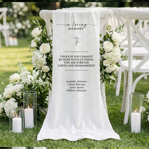 In Loving Memory Wedding Chair Sign Personalized Memorial Seat Sign With Names, gentle memorial keepsake