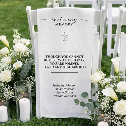 In Loving Memory Wedding Chair Sign Personalized Memorial Seat Sign With Names, gentle memorial keepsake (view 2)