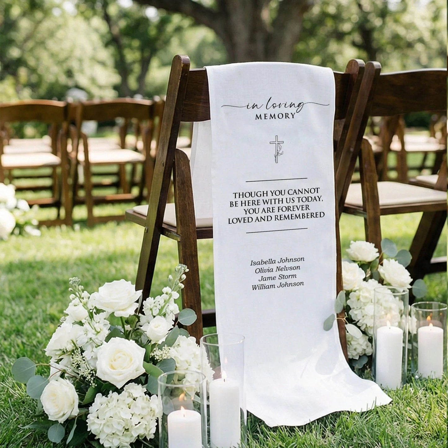 In Loving Memory Wedding Chair Sign Personalized Memorial Seat Sign With Names, gentle memorial keepsake (view 5)