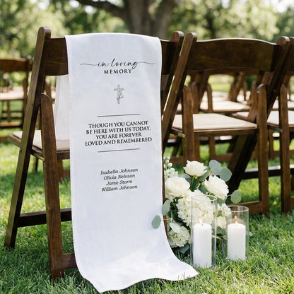 In Loving Memory Wedding Chair Sign Personalized Memorial Seat Sign With Names, gentle memorial keepsake (view 6)