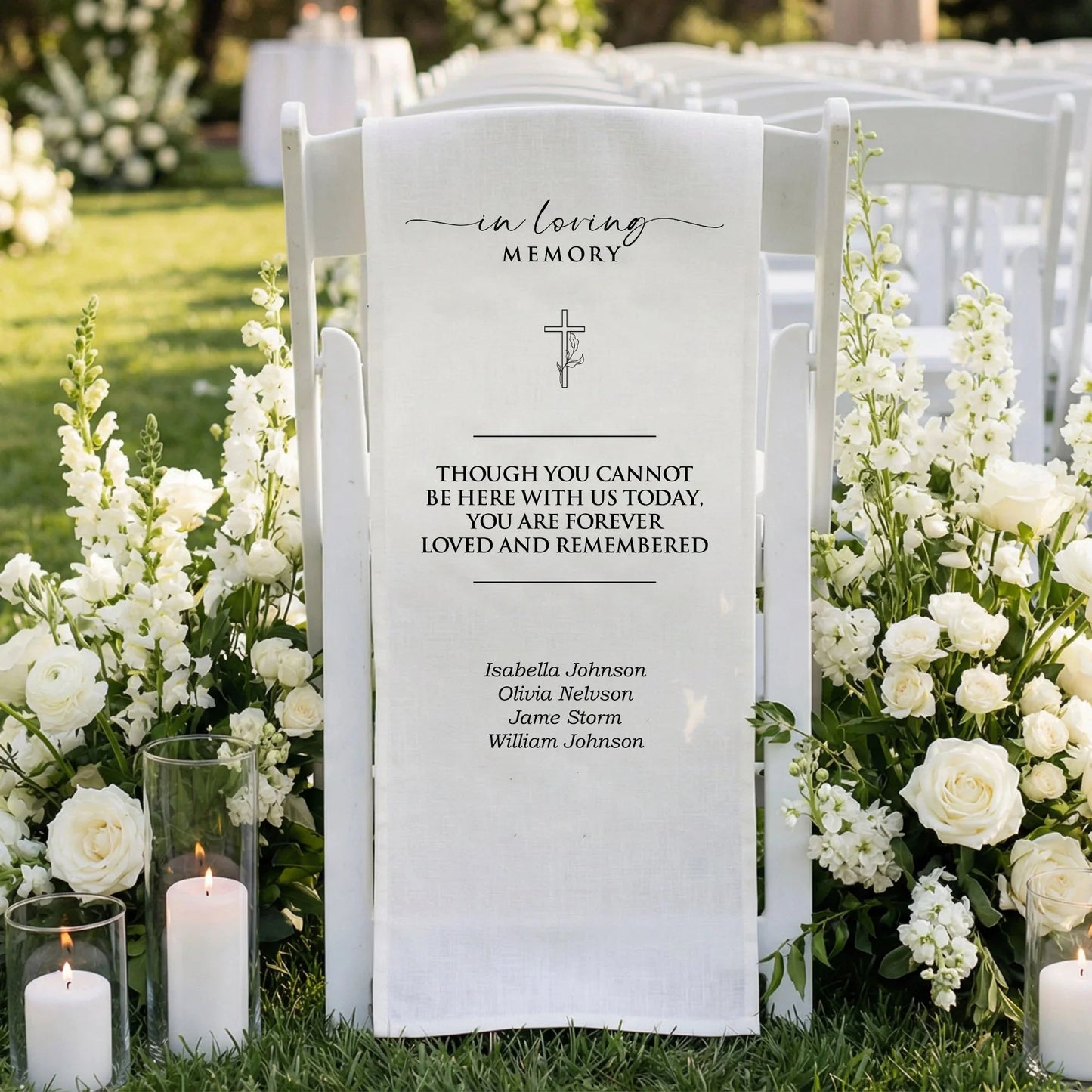 In Loving Memory Wedding Chair Sign Personalized Memorial Seat Sign With Names, gentle memorial keepsake (view 7)