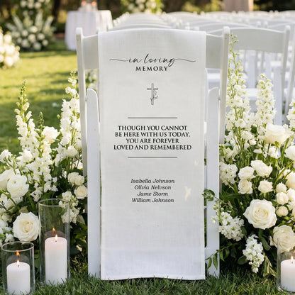 In Loving Memory Wedding Chair Sign Personalized Memorial Seat Sign With Names, gentle memorial keepsake (view 7)