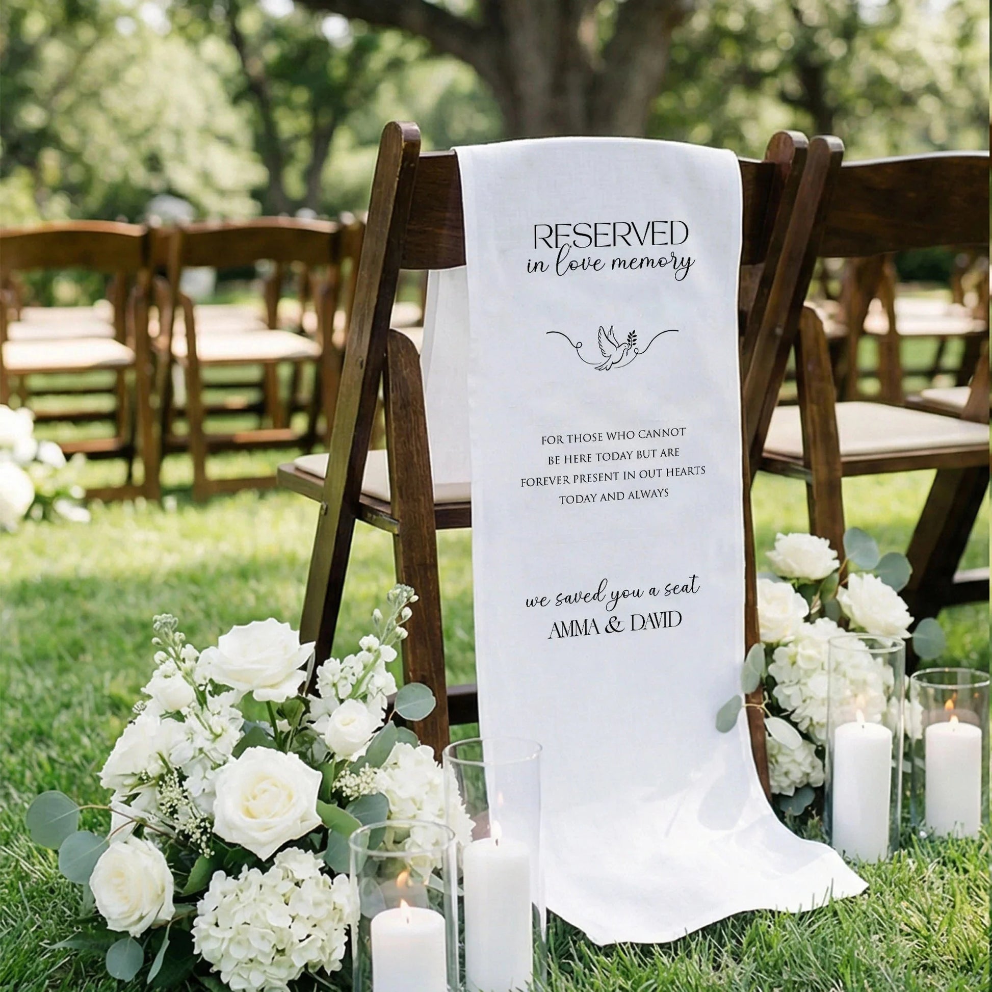 Reserved In Loving Memory Wedding Chair Sign Personalized Memorial Reserved Seat, gentle memorial keepsake