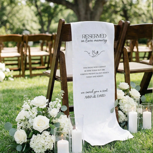 Reserved In Loving Memory Wedding Chair Sign Personalized Memorial Reserved Seat, gentle memorial keepsake