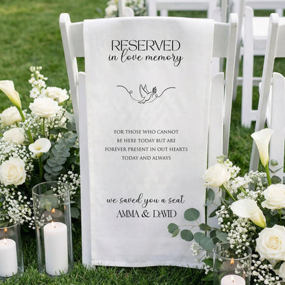 Reserved In Loving Memory Wedding Chair Sign Personalized Memorial Reserved Seat, gentle memorial keepsake (view 2)