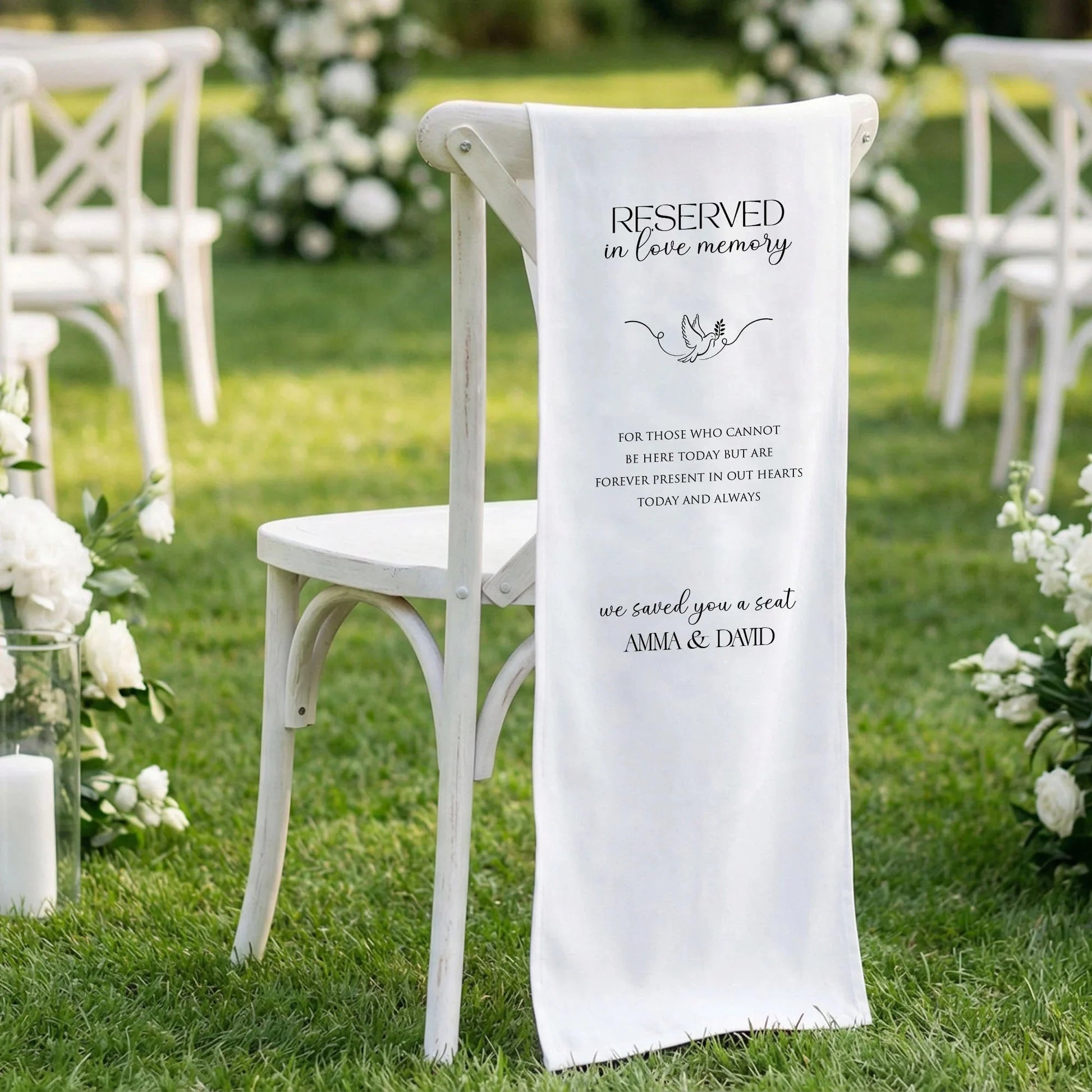 Reserved In Loving Memory Wedding Chair Sign Personalized Memorial Reserved Seat, gentle memorial keepsake (view 3)