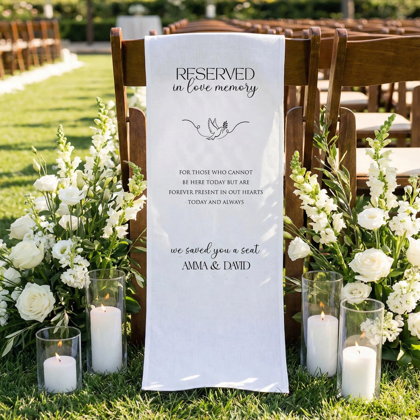 Reserved In Loving Memory Wedding Chair Sign Personalized Memorial Reserved Seat, gentle memorial keepsake (view 4)