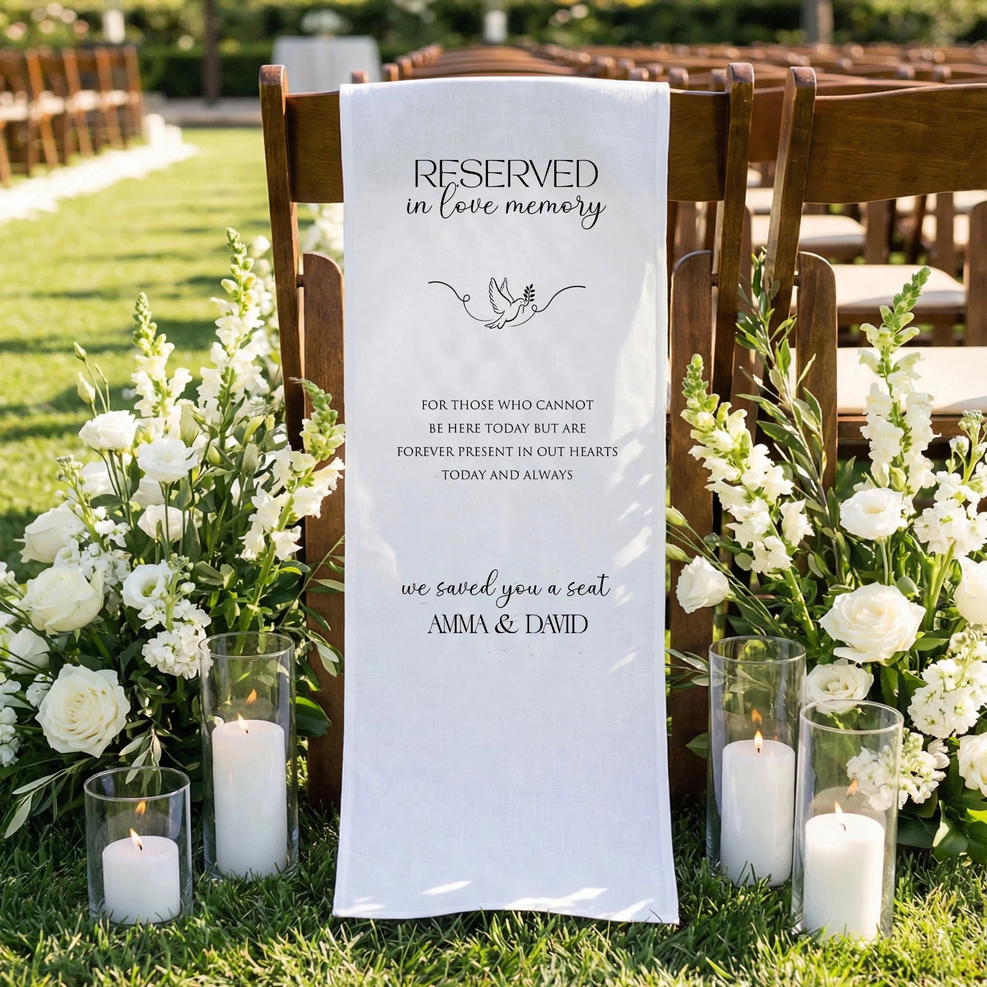 Reserved In Loving Memory Wedding Chair Sign Personalized Memorial Reserved Seat, gentle memorial keepsake (view 4)