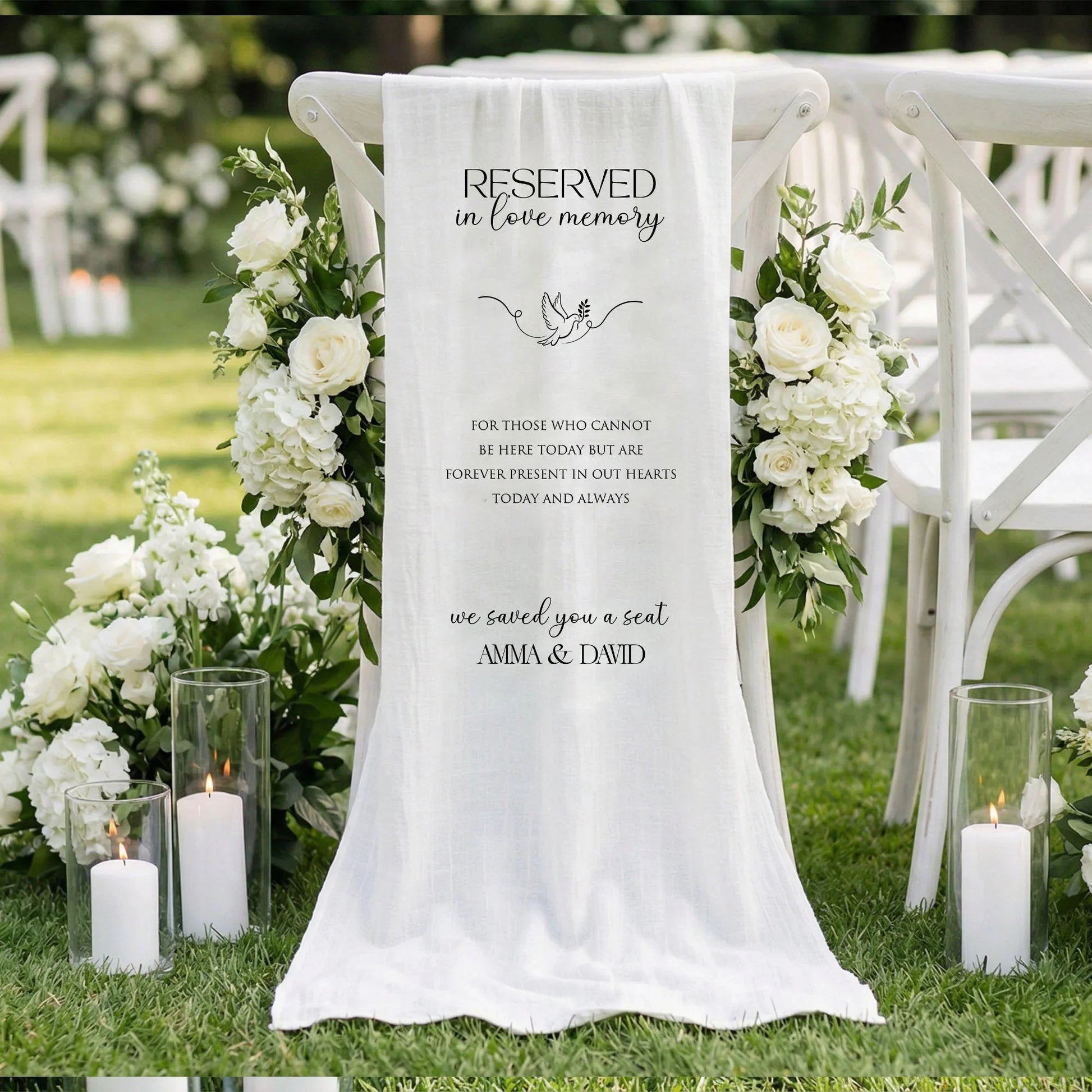 Reserved In Loving Memory Wedding Chair Sign Personalized Memorial Reserved Seat, gentle memorial keepsake (view 7)