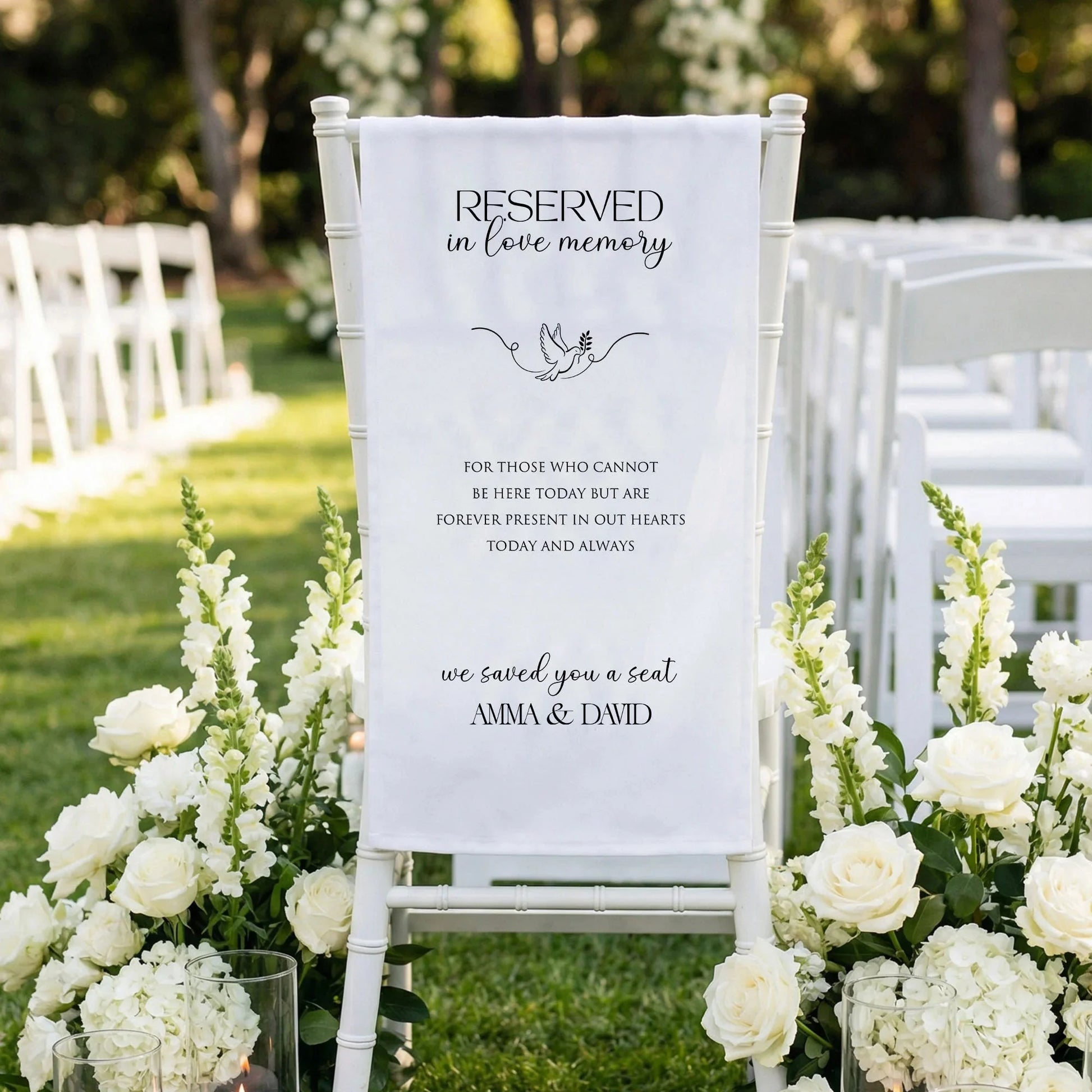 Reserved In Loving Memory Wedding Chair Sign Personalized Memorial Reserved Seat, gentle memorial keepsake (view 8)