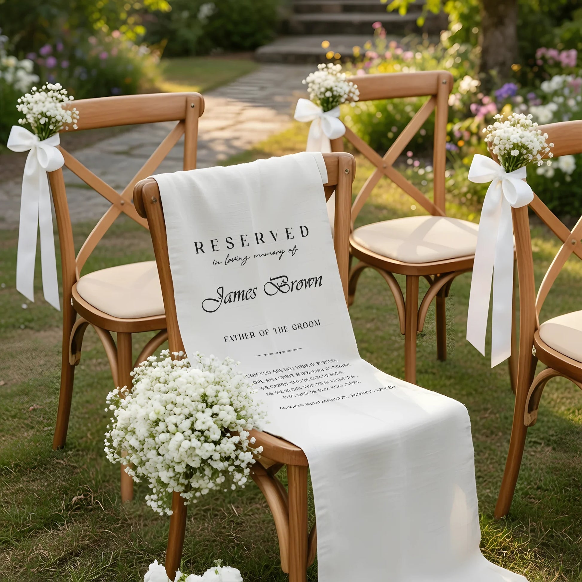 Personalized Memorial Wedding Chair Sign Reserved Seat In Loving Memory With Name, gentle memorial keepsake (view 2)