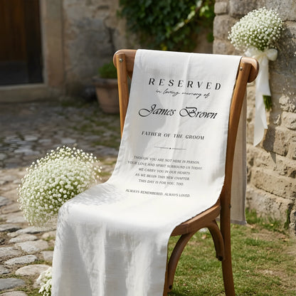 Personalized Memorial Wedding Chair Sign Reserved Seat In Loving Memory With Name, gentle memorial keepsake (view 3)