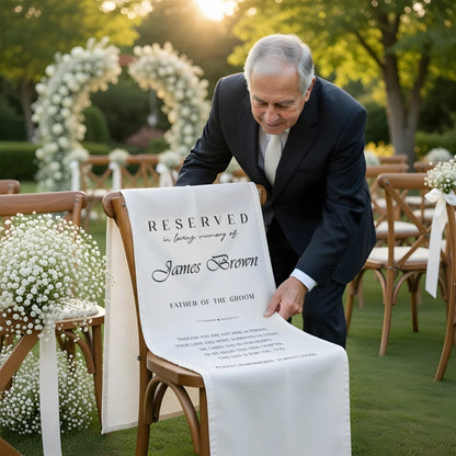 Personalized Memorial Wedding Chair Sign Reserved Seat In Loving Memory With Name, gentle memorial keepsake (view 7)