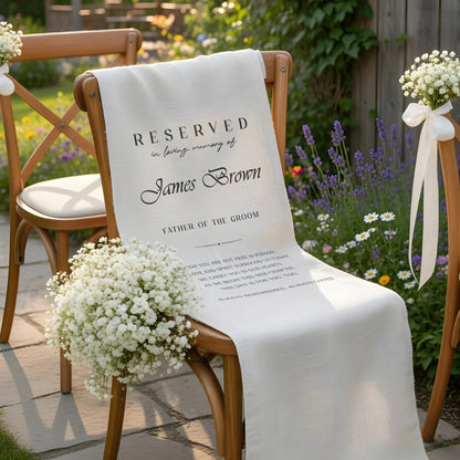 Personalized Memorial Wedding Chair Sign Reserved Seat In Loving Memory With Name, gentle memorial keepsake (view 8)