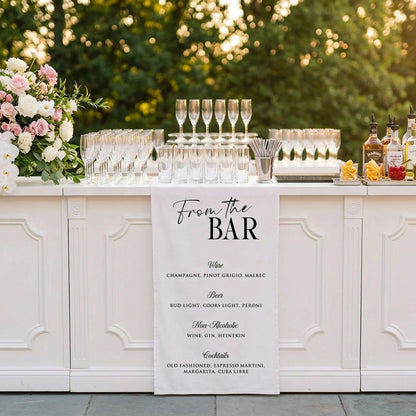 Wedding Bar Menu Table Runner Personalized Cocktail Menu Custom Wedding Bar Decor, personalized wedding decor (view 2)