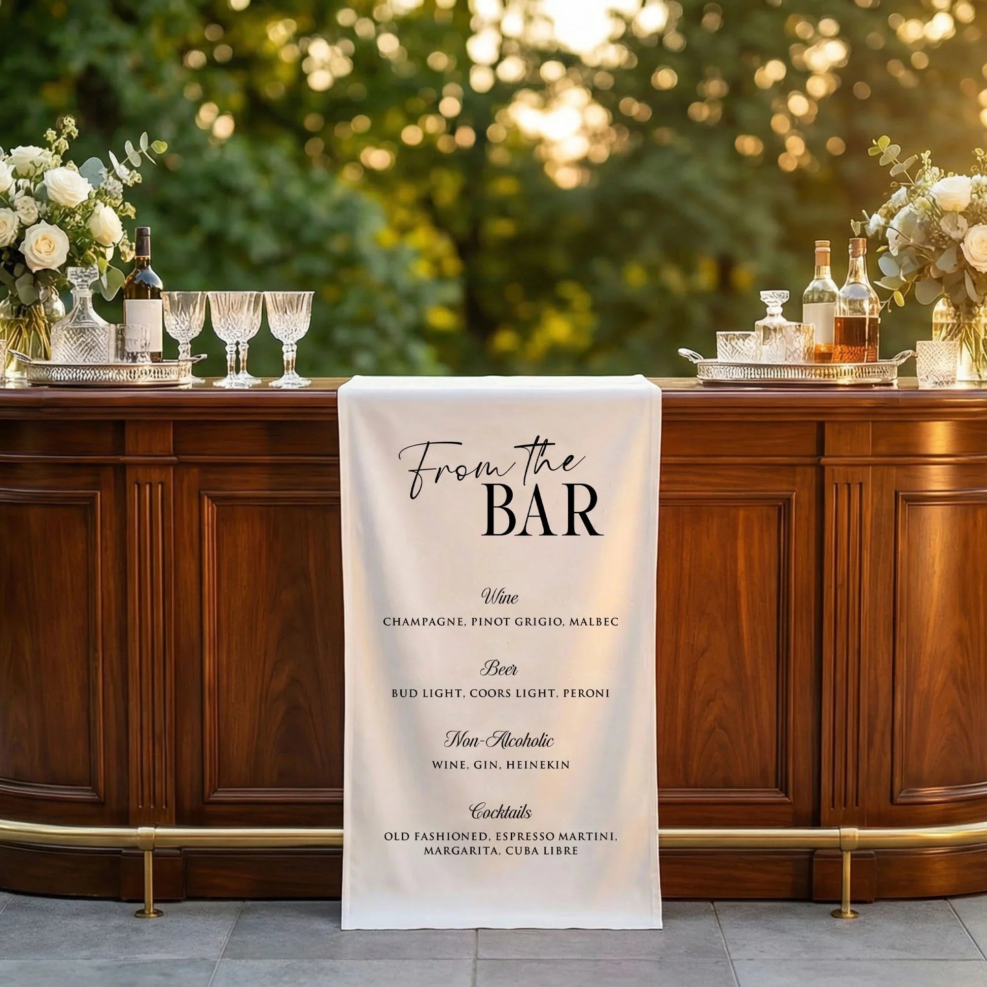 Wedding Bar Menu Table Runner Personalized Cocktail Menu Custom Wedding Bar Decor, personalized wedding decor (view 5)