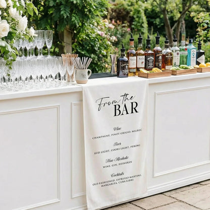 Wedding Bar Menu Table Runner Personalized Cocktail Menu Custom Wedding Bar Decor, personalized wedding decor (view 6)