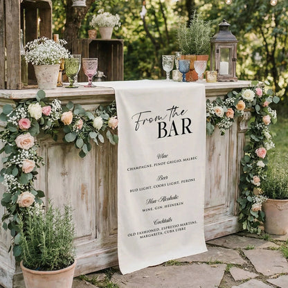 Wedding Bar Menu Table Runner Personalized Cocktail Menu Custom Wedding Bar Decor, personalized wedding decor (view 7)
