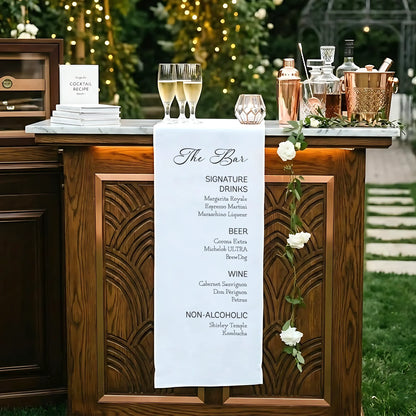 Wedding Bar Menu Table Runner Personalized Cocktail Menu Custom Wedding Bar Decor, personalized wedding decor (view 4)