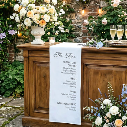 Wedding Bar Menu Table Runner Personalized Cocktail Menu Custom Wedding Bar Decor, personalized wedding decor (view 5)