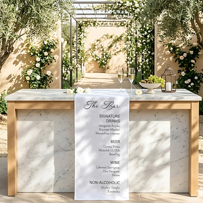 Wedding Bar Menu Table Runner Personalized Cocktail Menu Custom Wedding Bar Decor, personalized wedding decor (view 6)
