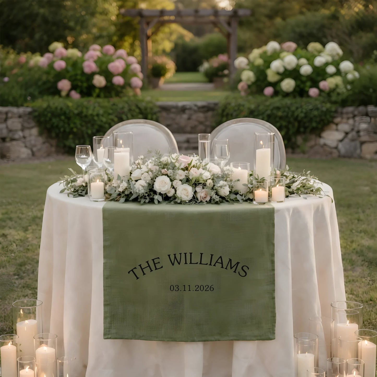 Personalized Wedding Table Runner Custom Family Name Wedding Decor Head Table Linen Runner, personalized wedding decor