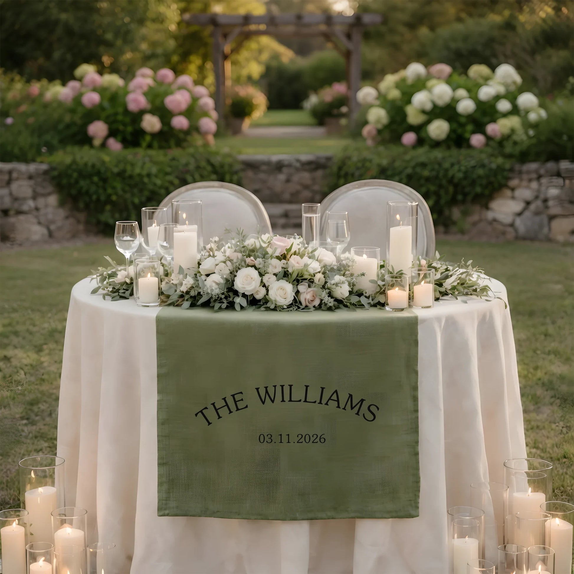 Personalized Wedding Table Runner Custom Family Name Wedding Decor Head Table Linen Runner, personalized wedding decor