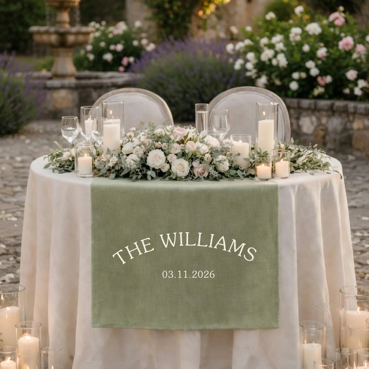 Personalized Wedding Table Runner Custom Family Name Wedding Decor Head Table Linen Runner, personalized wedding decor
