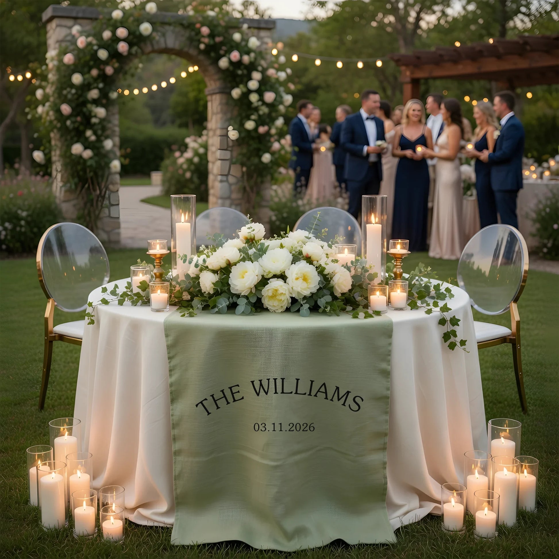 Personalized Wedding Table Runner Custom Family Name Wedding Decor Head Table Linen Runner, personalized wedding decor