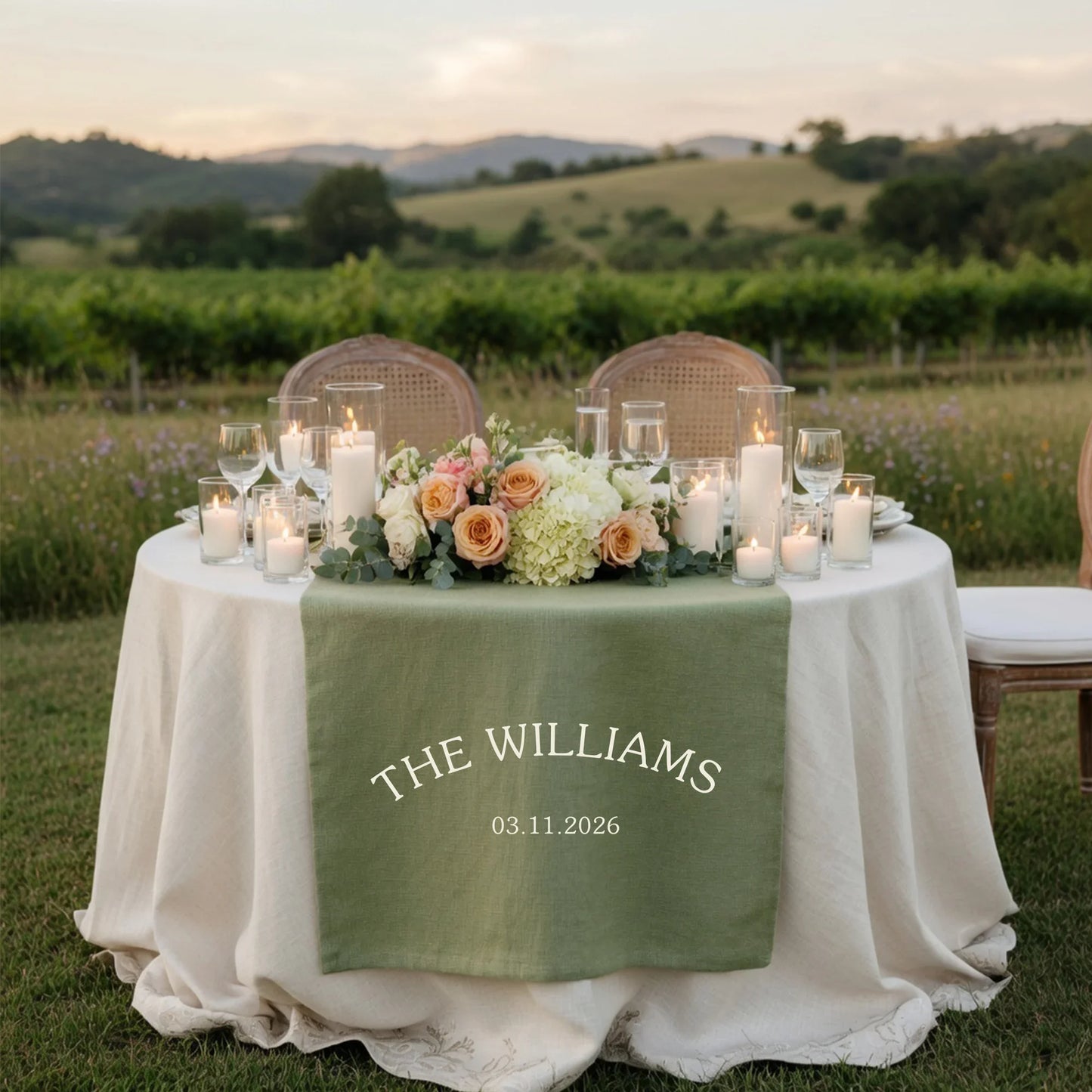 Personalized Wedding Table Runner Custom Family Name Wedding Decor Head Table Linen Runner, personalized wedding decor
