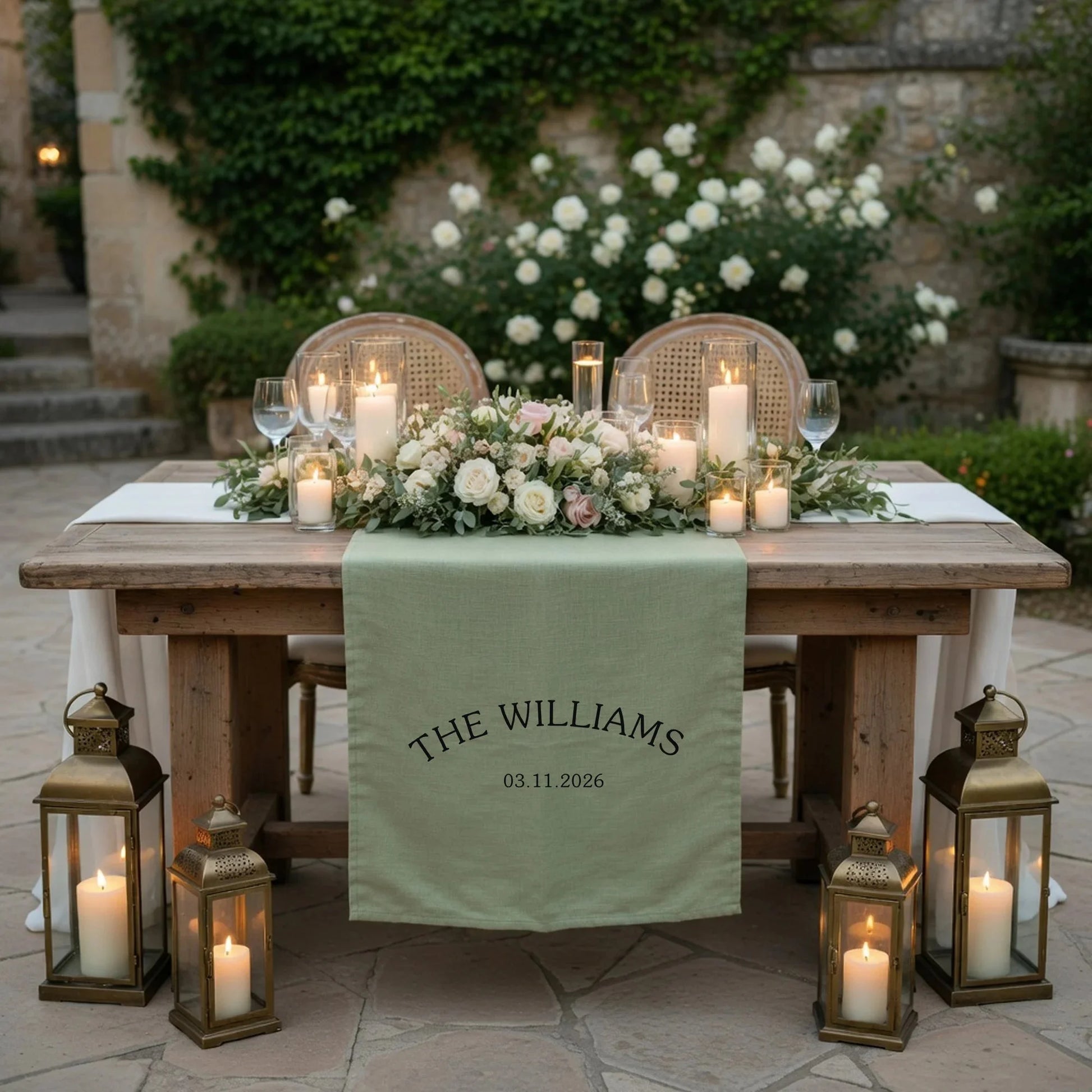 Personalized Wedding Table Runner Custom Family Name Wedding Decor Head Table Linen Runner, personalized wedding decor