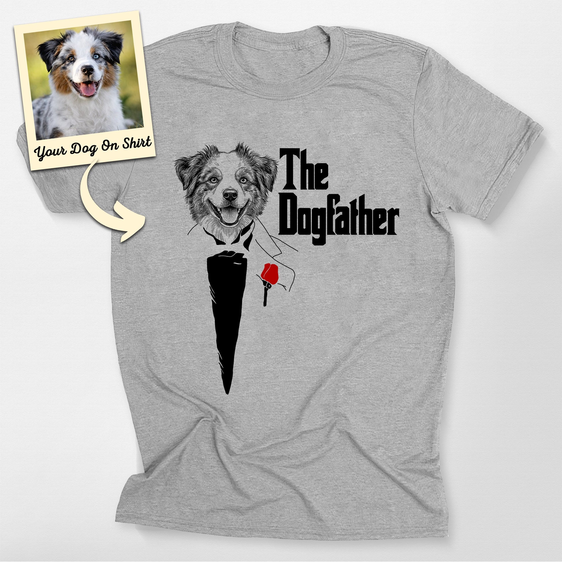 Personalized Australian Shepherd Shirt the Dogfath, custom pet portrait gift for pet lovers