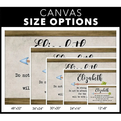 personalized be strong and courageous joshua 1 9 wall art canvas with custom name (Landscape) (view 5)