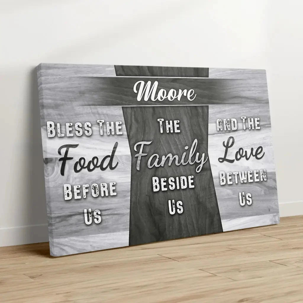 personalized bless the food before us custom family name wall art canvas (Landscape) (view 7)