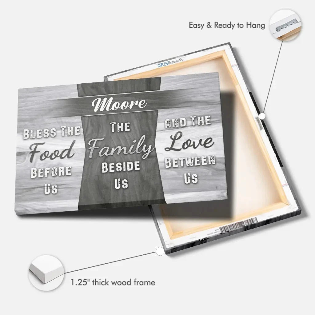 personalized bless the food before us custom family name wall art canvas (Landscape) (view 8)
