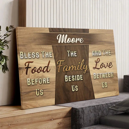 personalized bless the food before us custom family name wall art canvas (Landscape) (view 9)