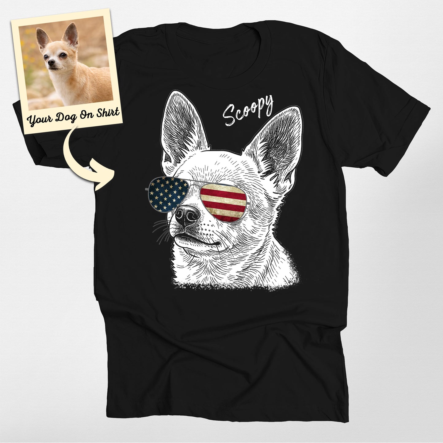 Personalized Chihuahua America Flag T-Shirt (view 2)
