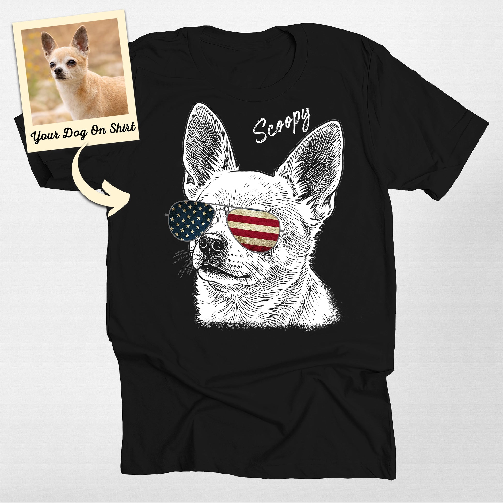 Personalized Chihuahua America Flag T-Shirt (view 2)