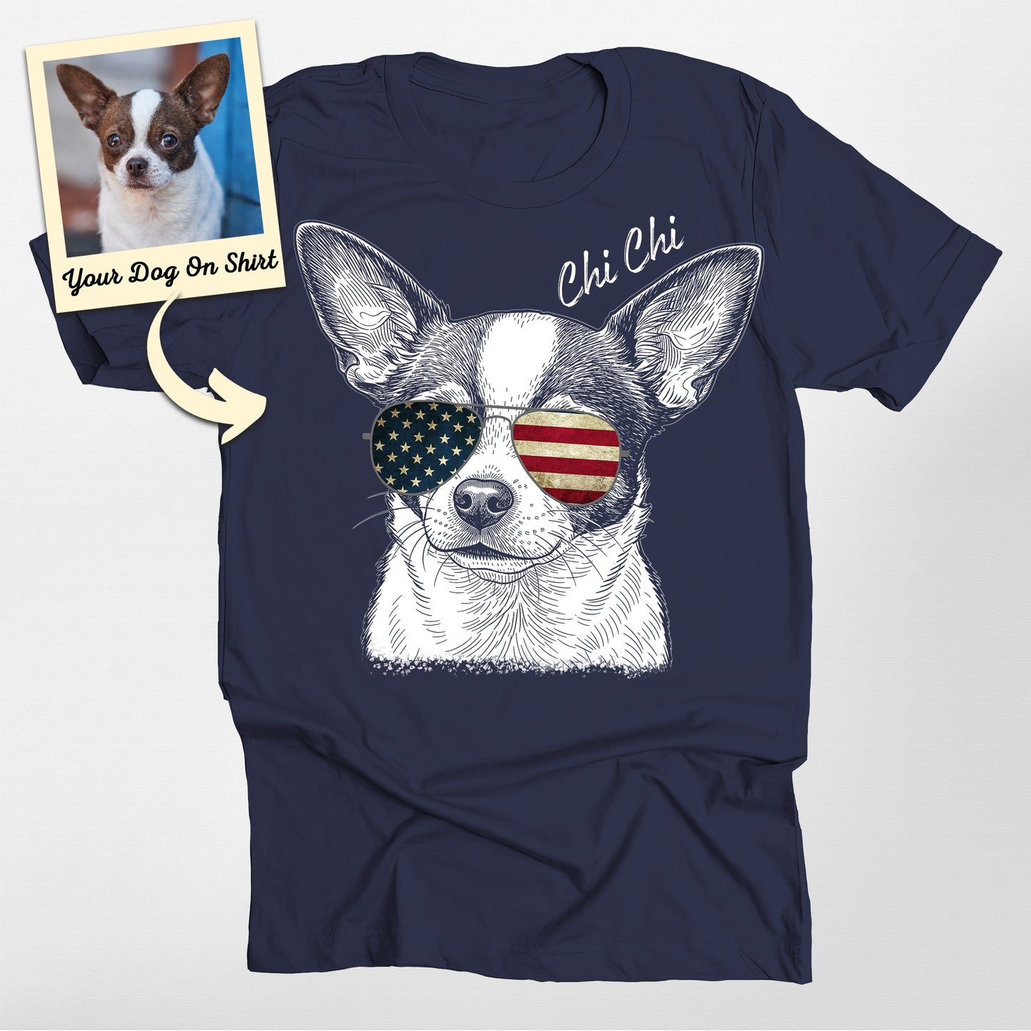 Personalized Chihuahua America Flag T-Shirt (view 5)