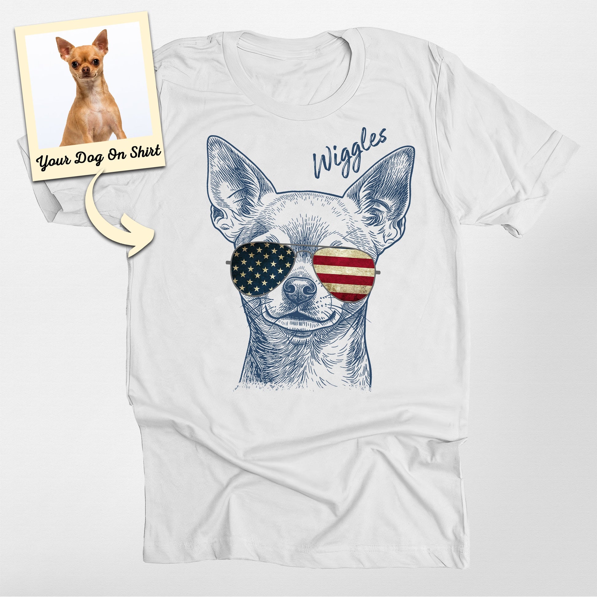 Personalized Chihuahua America Flag T-Shirt (view 7)