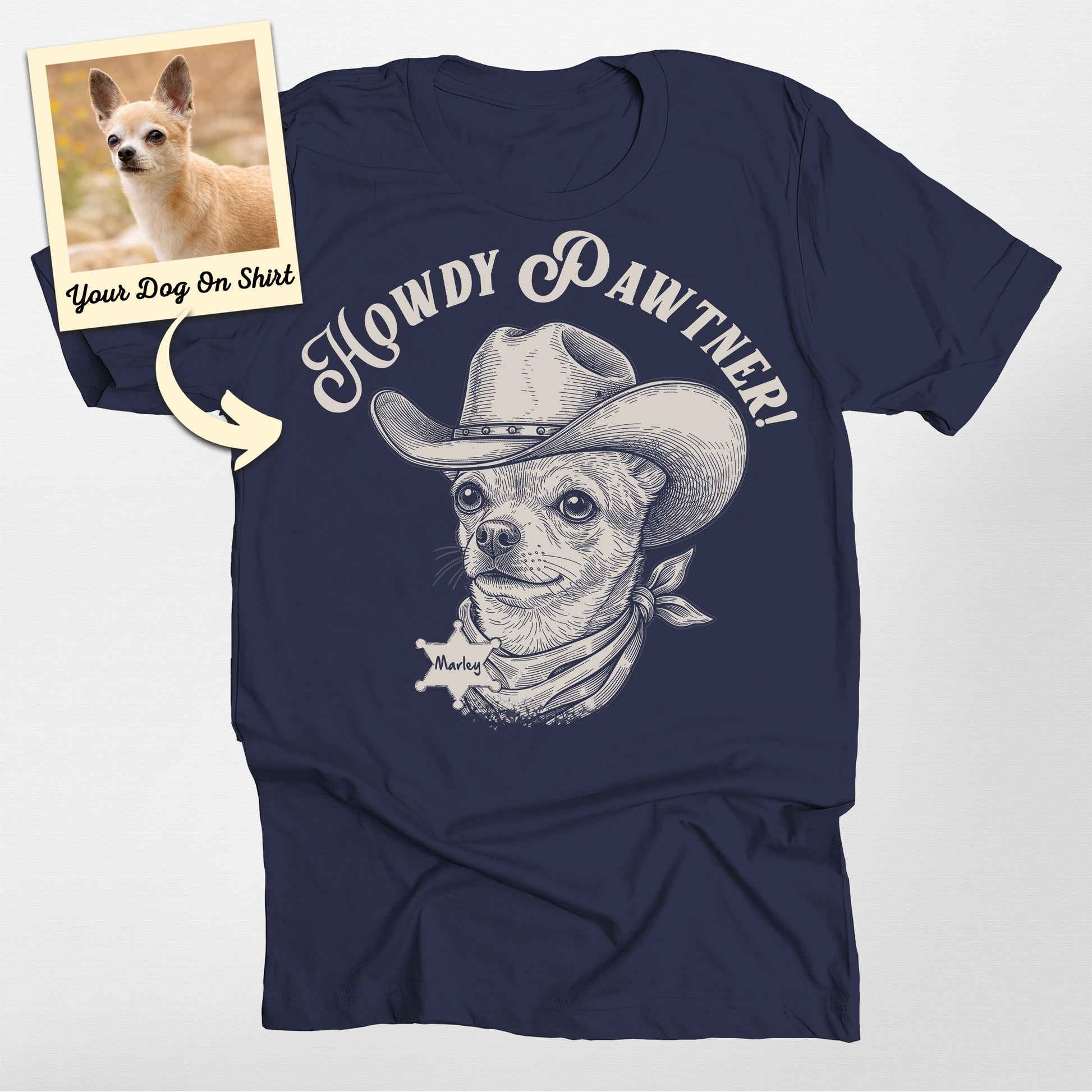 Personalized Cowboy Chihuahua Dog Unisex Shirt, custom pet portrait gift for pet lovers (view 5)