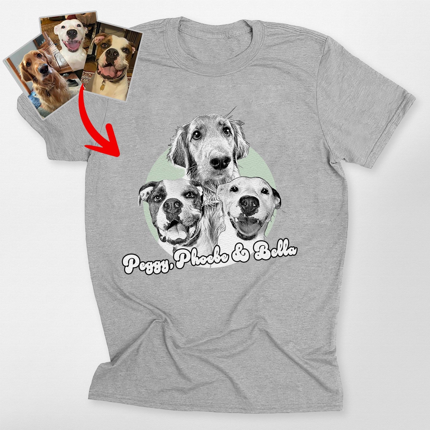 Personalized Cute Moment Dogs Portrait T-Shirt Fo, custom pet portrait gift for pet lovers