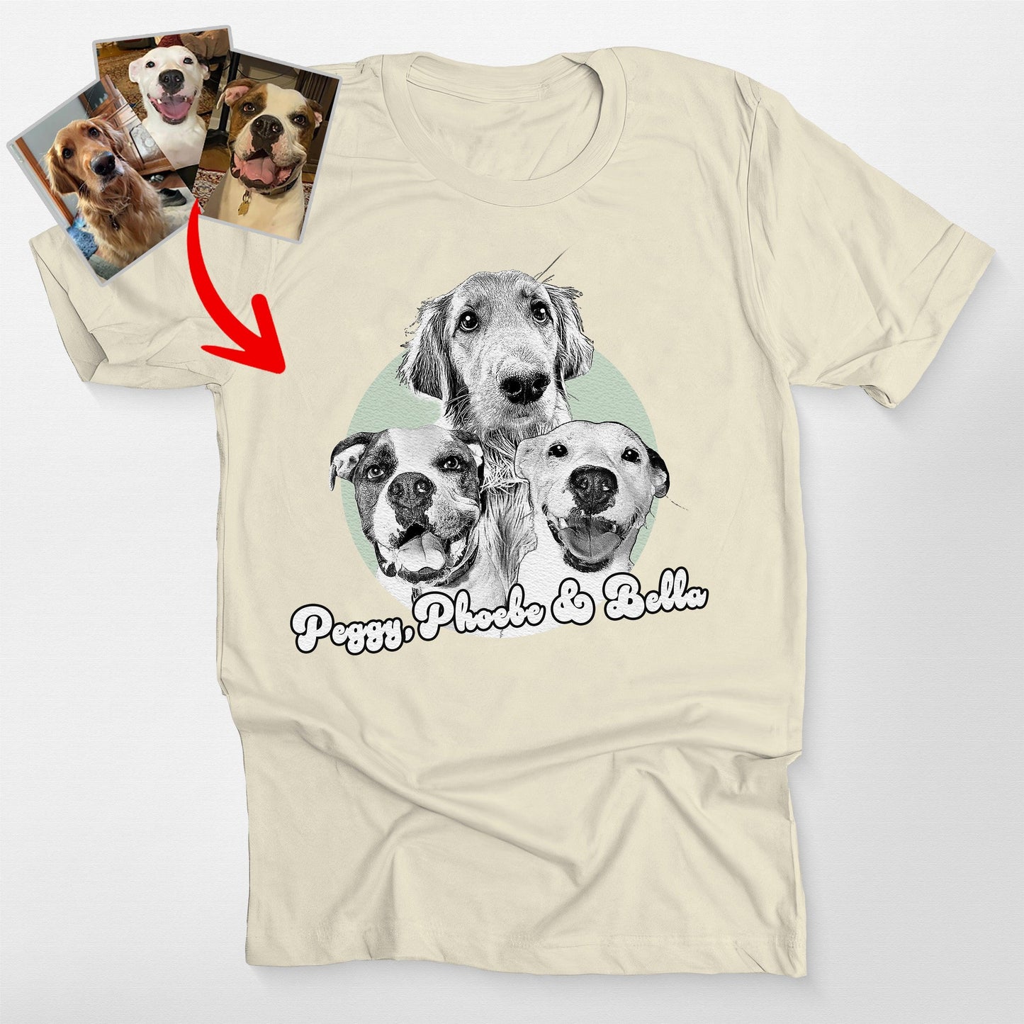 Personalized Cute Moment Dogs Portrait T-Shirt Fo, custom pet portrait gift for pet lovers (view 5)