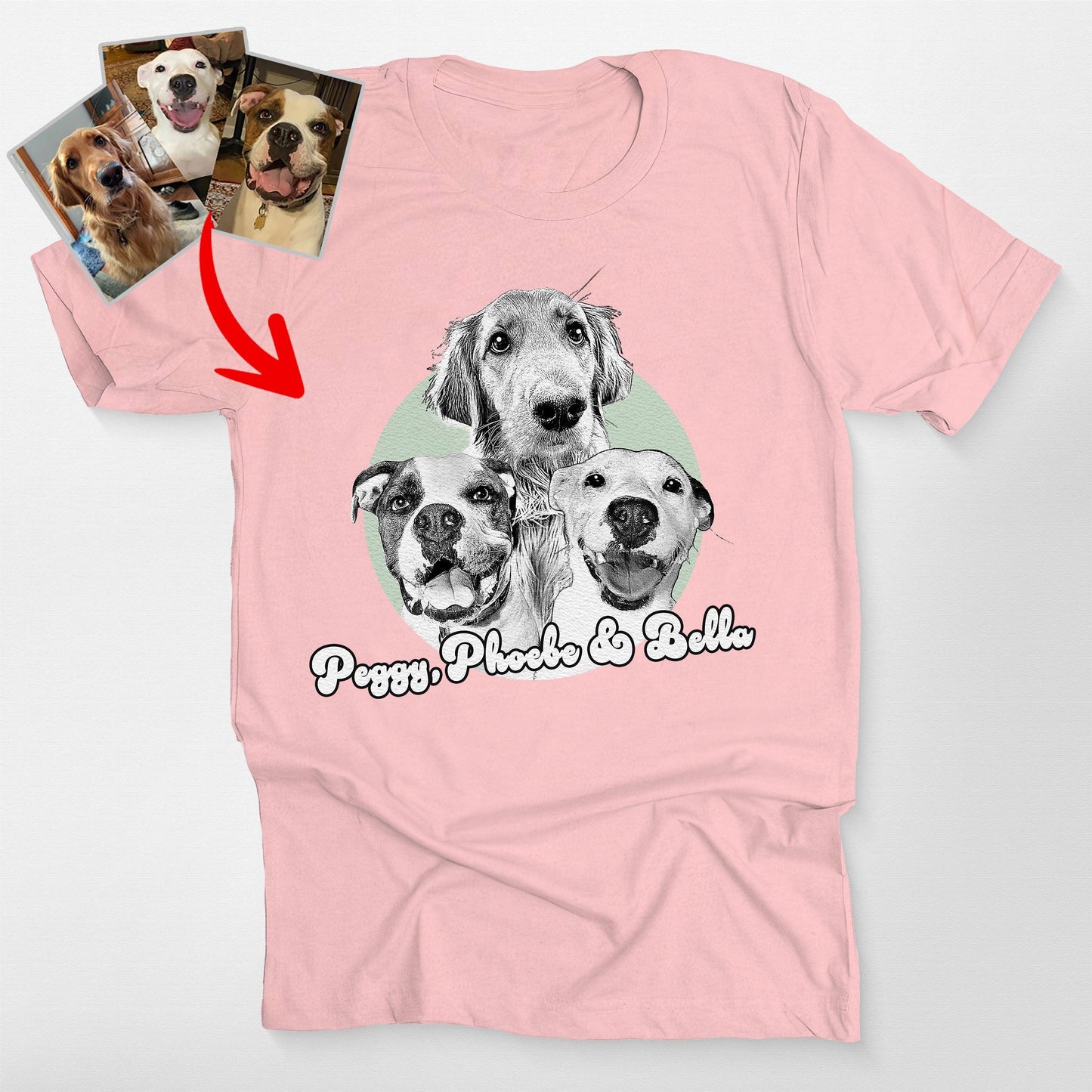 Personalized Cute Moment Dogs Portrait T-Shirt Fo, custom pet portrait gift for pet lovers (view 6)