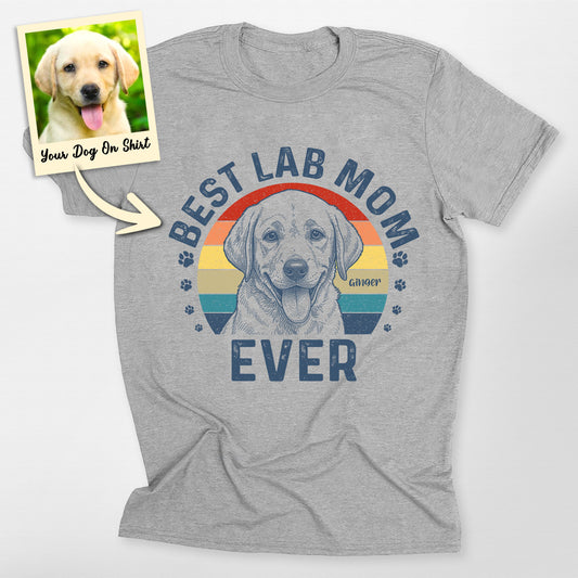 Personalized Dog Best Lab Mom T-Shirt, custom pet portrait gift for pet lovers
