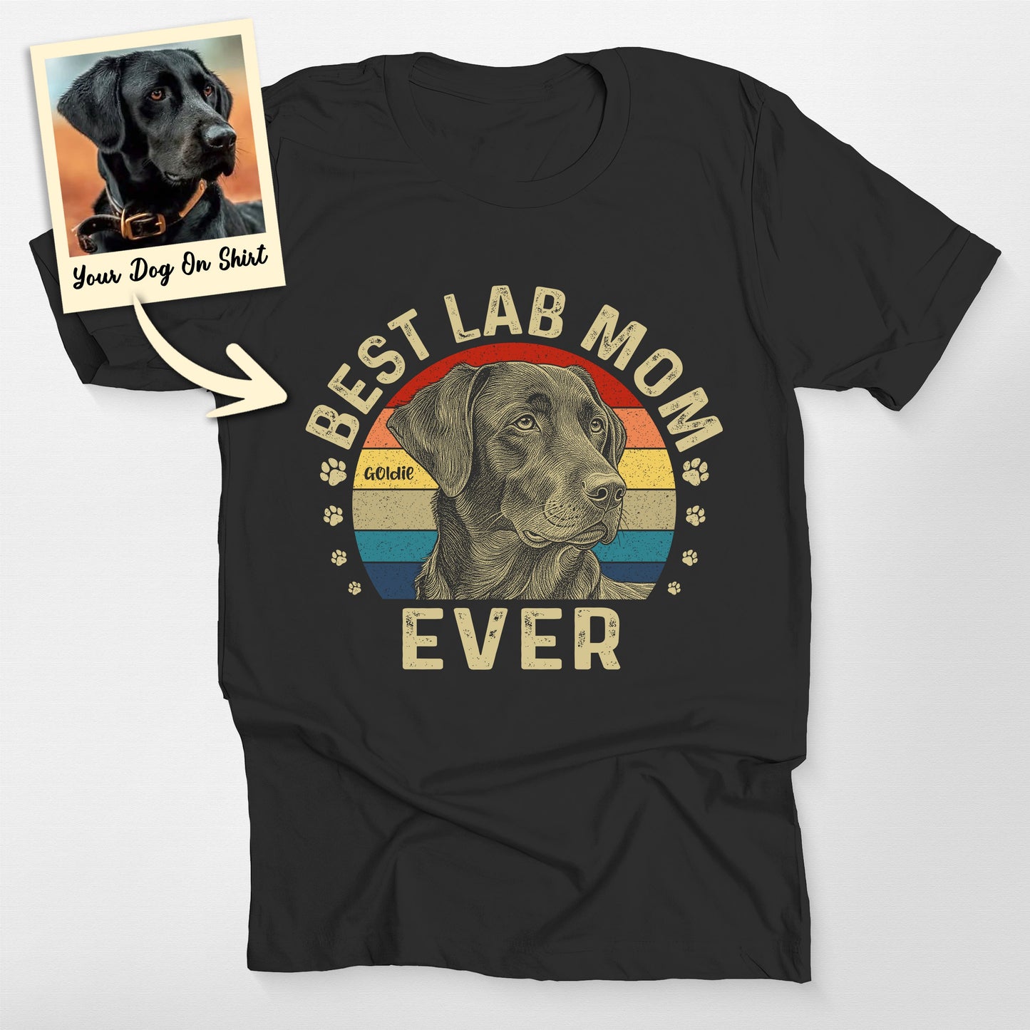 Personalized Dog Best Lab Mom T-Shirt, custom pet portrait gift for pet lovers (view 2)